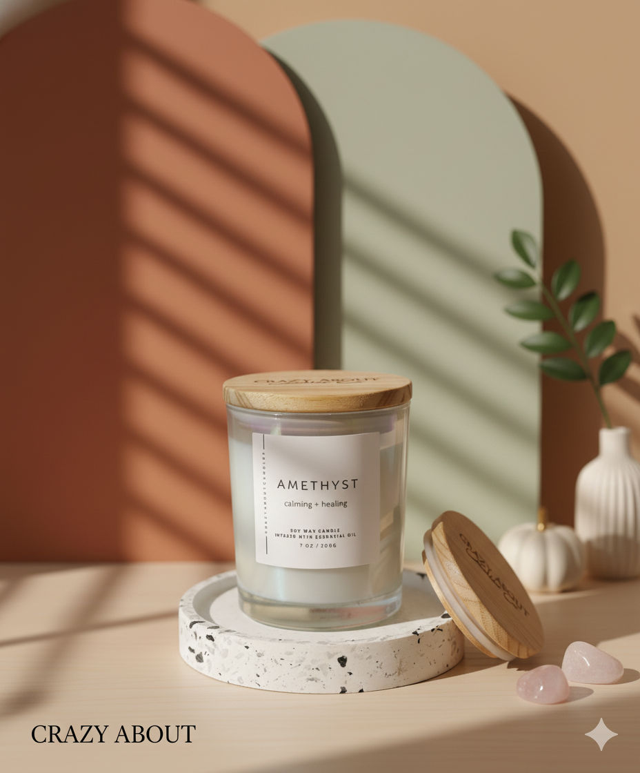 Energy Crystal Candle — Natural Soy Wax, Aromatherapy & Healing Crystals-2
