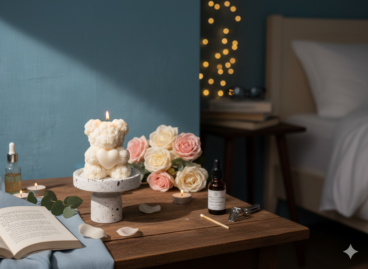 Handmade Rose Bear Candle - Unique Decorative Gift for Home Decor-2